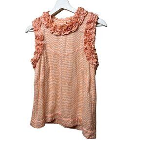 French Connection Women’s Sleeveless Ruffle Stripe Tank Top Size 4